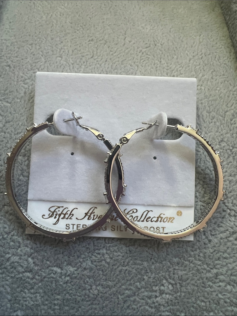 Fifth Avenue Collection Silver Crystal embellished Hoop Earrings - Silver
